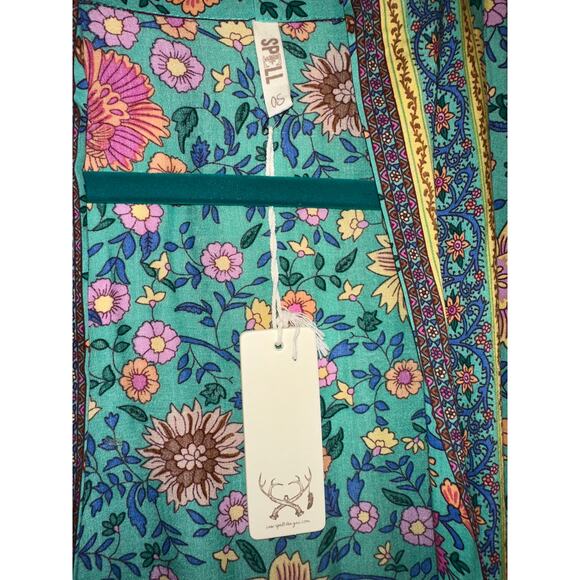 NWT SPELL DESIGNS FOLKTOWN TURQUOISE MAXI KIMONO ROBE OSFA - Picture 4 of 8